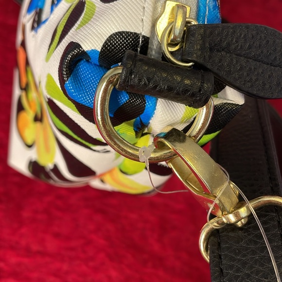 GAL CREAM FLORAL PRINT PINKS BLUE ORANGES GREENS ADJUSTABLE CROSSBODY BAG PURSE - Picture 8 of 14